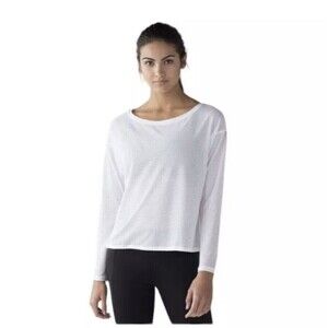 Lululemon Lean in Long Sleeve Top Loose Fit Drawstring White Semi Sheer Size M/L